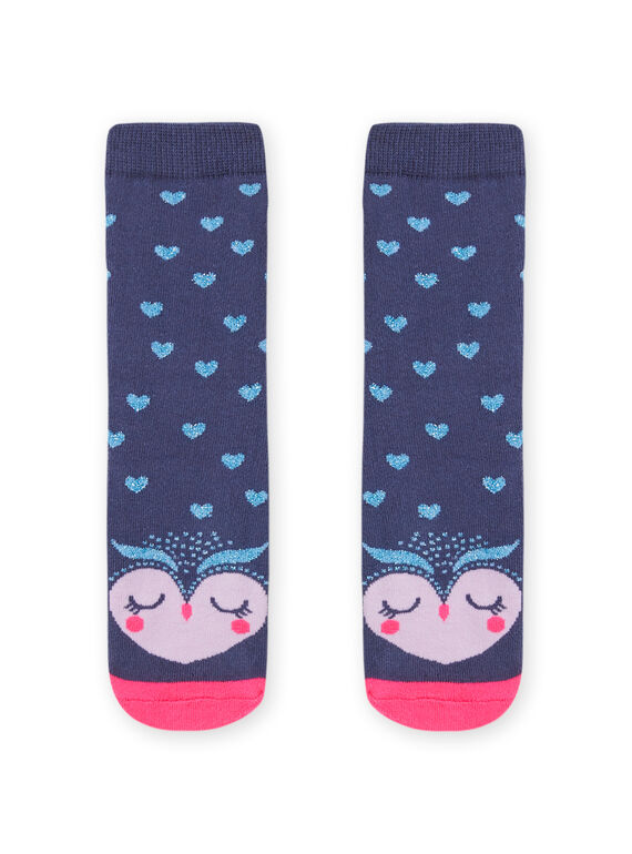 Meias bouclettes azul com padrão coruja menina MYAPLACHO / 21WI01O1SOQC202