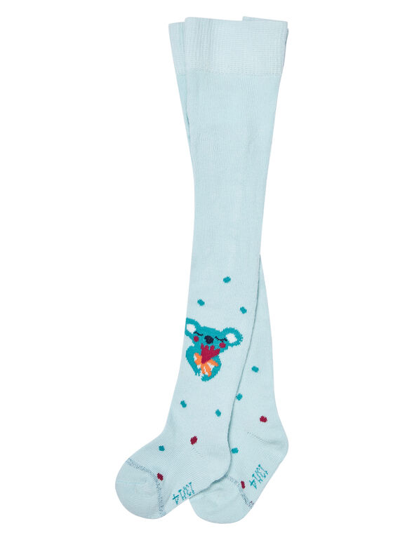 Collants de algodão bebé menina verde-água com padrão coala JYICLOCOL / 20SI0911COL219
