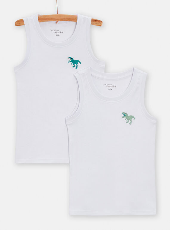Pack de 2 camisolas de alças cru com padrão de dinossauro bordado para menino TEGODELDIN / 24SH1261HLI000