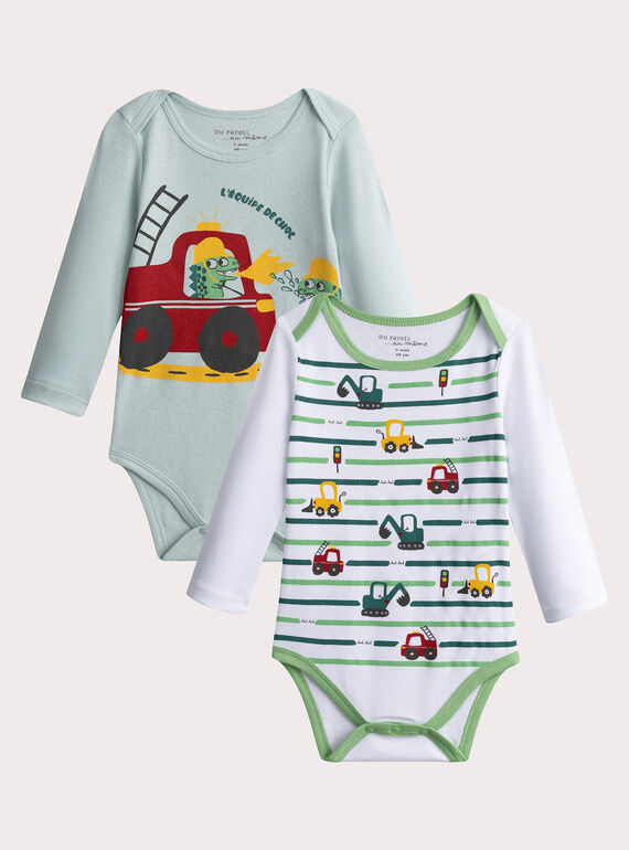 Conjunto de 2 bodysuits de manga comprida com padrão de trator para bebê menino  VEGABODFEU / 24WH1483BDL000