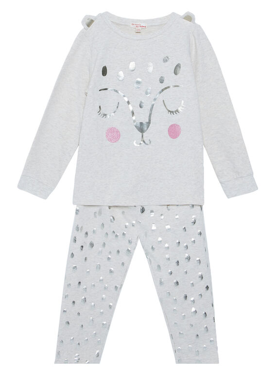 Pijama bege mesclado em french terry criança menina JEFAPYJPAN / 20SH11C1PYJ006