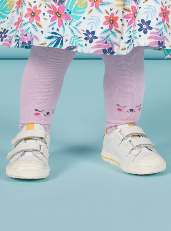 Collants lisos lavanda com padrões de ursinhos bebé menina MYIPLACOL / 21WI09O1COL326