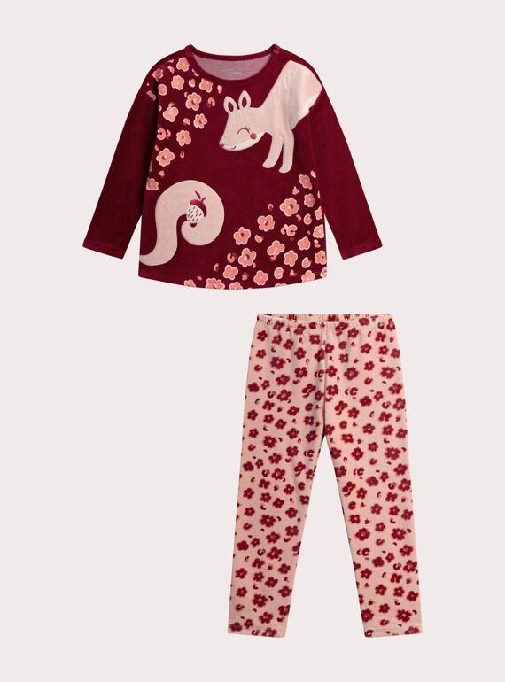 Pijama de veludo rosa para menina  VEFAPYJNUT / 24WH1195PYJ511