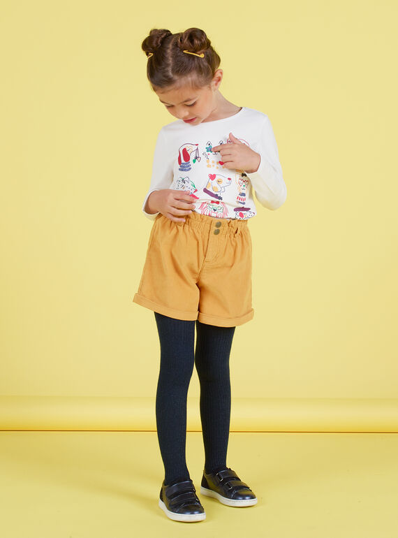Calções cintura alta mostarda menina MAMIXSHORT / 21W901J1SHOB106