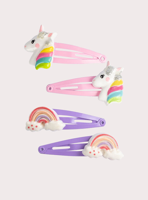 Conjunto de 4 barrettes unicórnios e arc-en-ciel para meninas VYAJOCLIP5 / 24WI01LBBRT099