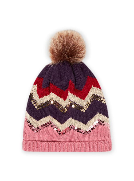 Gorro de malha com padrão chevrons menina MYAFUNBON / 21WI0166BONH700