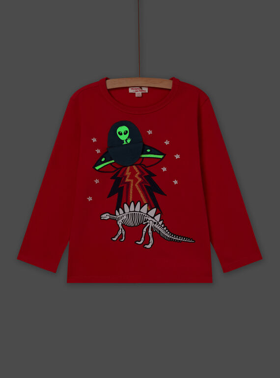 T-shirt de mangas compridas com padrão de nave espacial POPRITEE2 / 22W902P4TMLE405