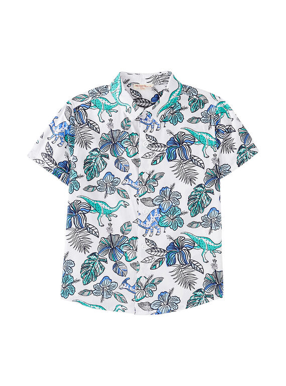 Camisa de popeline menino branco estampado dinossauro JOQUASHIRT / 20S902R1CHM000