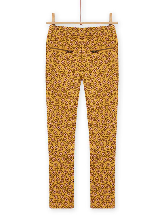 Calças forradas amarelo com estampado florido menina MASAUPANT1 / 21W901P2PANB107