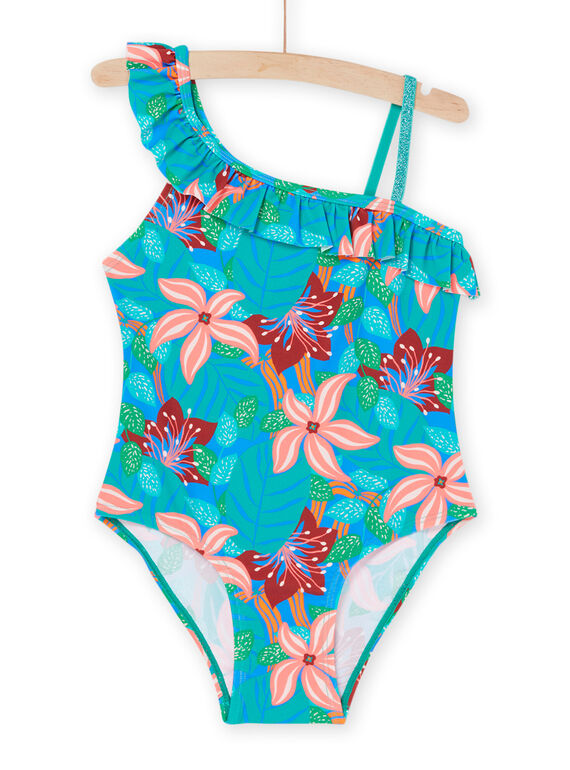 Fato de banho turquesa com estampado de flores RYAMER3 / 23SI01R5MAIC217