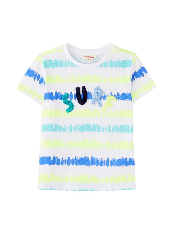 T-shirt menino branco riscas gastas estampadas JOQUATI3 / 20S902R1TMC000