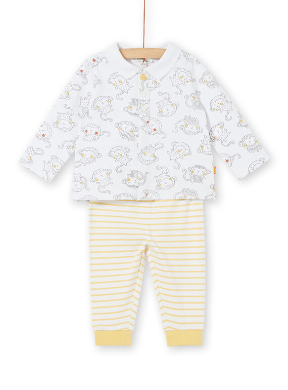 Conjunto polo de mangas compridas estampado macaco e leggings às riscas nascimento menino LOU1ENS3 / 21SF04H1ENS000