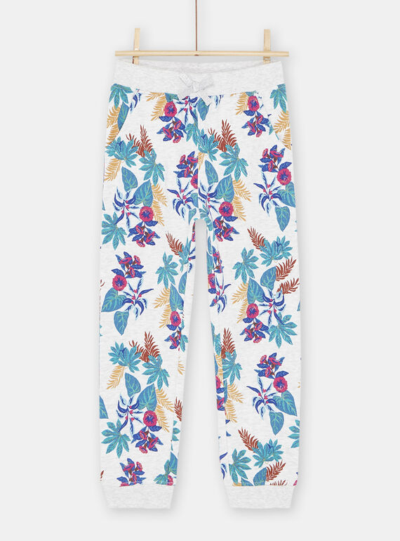Calças de treino cinzento mesclado com estampado florido menina SAJOBAJOG1 / 23W901B1JGB943