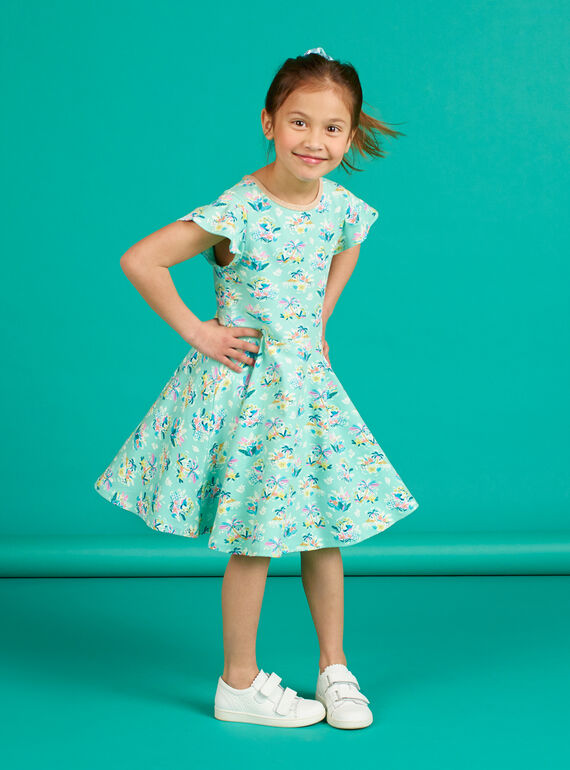 Vestido verde água estampado florido menina LAVEROB2 / 21S901Q4ROBG621