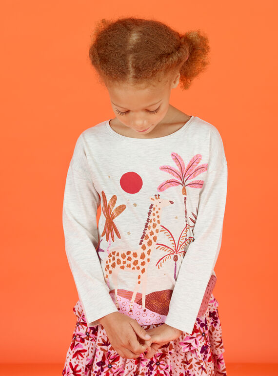 T-shirt cru mesclado com padrão fantasia menina MACOMTEE2 / 21W901L3TML006