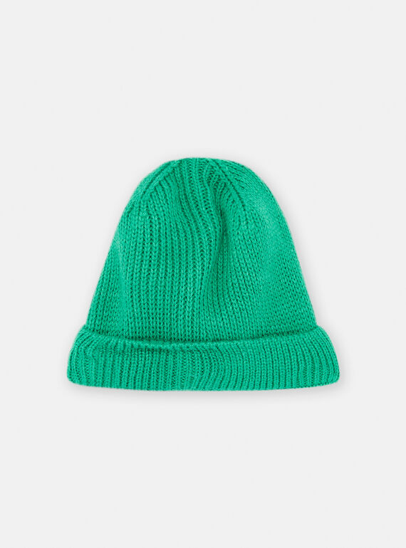 Gorro em malha canelada verde para menino SYOGROBON6 / 23WI02O1BONG625