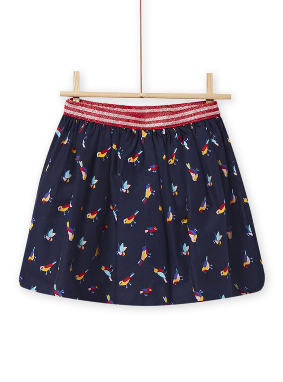 Saia reversível azul-marinho com estampados florido e pássaro menina NALUJUP1 / 22S901P1JUP070