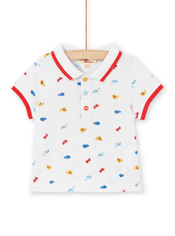 Polo branco com estampado dinossauros bebé menino LUCANPOL / 21SG10M1POL000