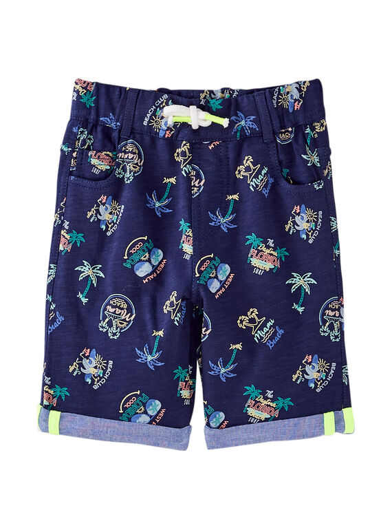 Bermudas em moletão menino azul-marinho estampado beach JOQUABER1 / 20S902R4BER070