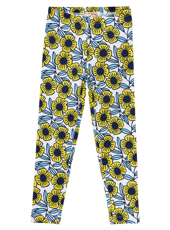 Leggings menina com flores azuis e amarelas JYATROLEG2 / 20SI01F2CAL001