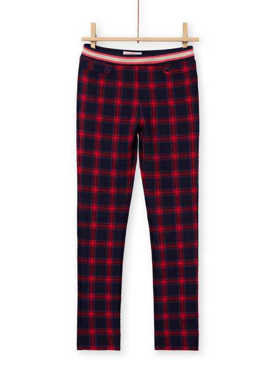 Calças milano azul-noite e vermelho com estampado tartã menina MAMIXPANT / 21W901J1PANC205