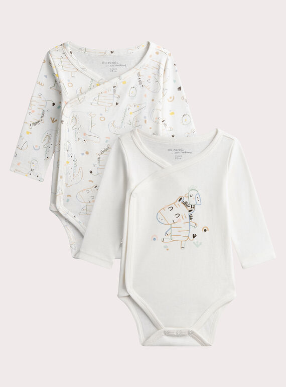 Conjunto de 2 bodies com estampado de zebra em cru WOU1BOD2 / 25SF0471BDN005