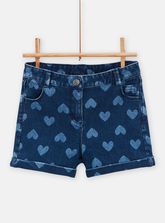 Calções de ganga bruto com estampado de coração para menina TAJOSHORT2 / 24S90191SHOP271