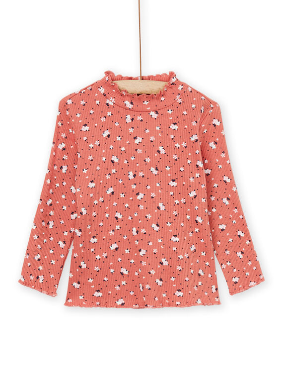 Camisola interior de malha canelada com estampado florido PIJOSOUPRIB4 / 22WG09C1SPLE415