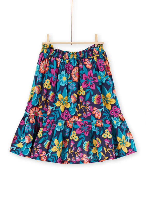 Saia comprida azul estampados flores coloridas criança menina LAMUMJUP2 / 21S901Z1JUPC211