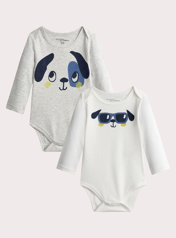 Conjunto de 2 bodysuits de manga comprida com animação de cachorro para bebê  VEGABODTET / 24WH1486BDL943