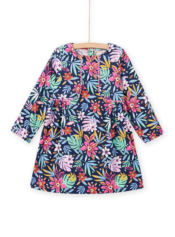 Vestido azul com estampado florido colorido de veludo menina MAPLAROB2 / 21W901O1ROBC202