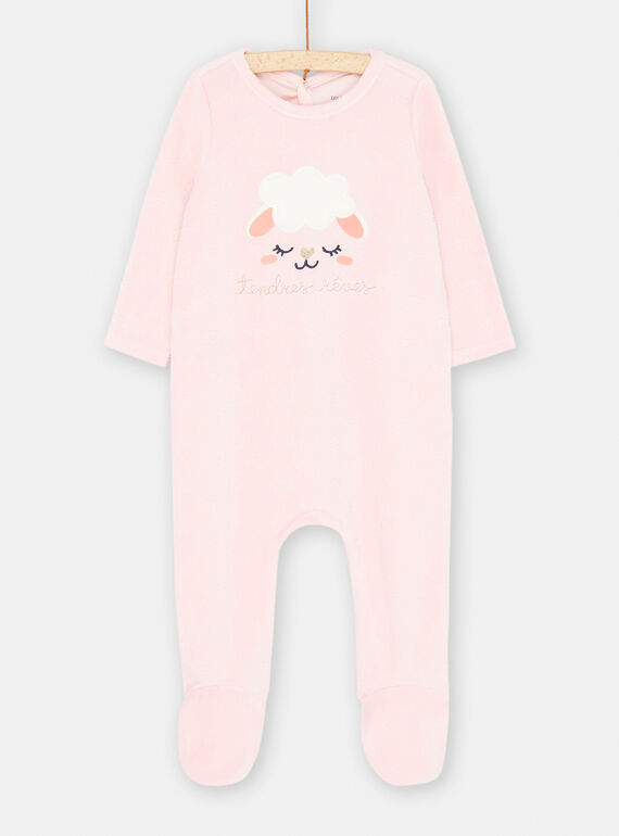 Babygro rosa com padrão de ovelha SEFIGREREV / 23WH1353GRE307