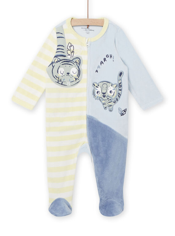 Babygro em veludo com estampado às riscas e padrão de tigres bebé menino NEGAGREMOO / 22SH14E1GRE020