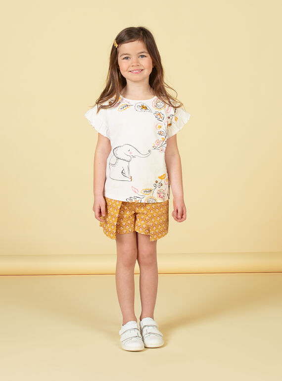 T-shirt mangas curtas com folhos, estampado elefante e folhas LAPOETI2 / 21S901Y2TMC001