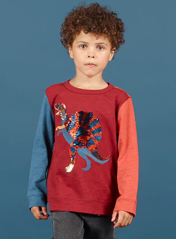 T-shirt vermelho e azul-marinho menino MOPATEE3 / 21W902H1TML719