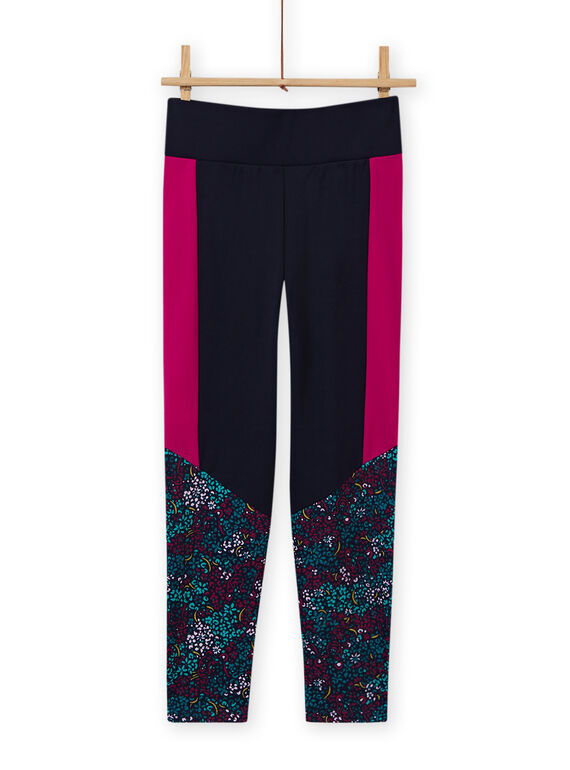 Leggings azul-marinho com estampado florido menina MAJOBAJOG4 / 21W90119PANC205