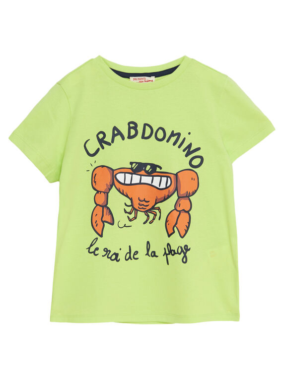 T-shirt menino mangas curtas amarelo estampado caranguejo JOJOTI9 / 20S902T3D31103