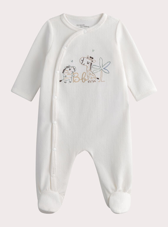 Babygrow de veludo cru com bordados WOU1GRE1 / 25SF0572GRE005