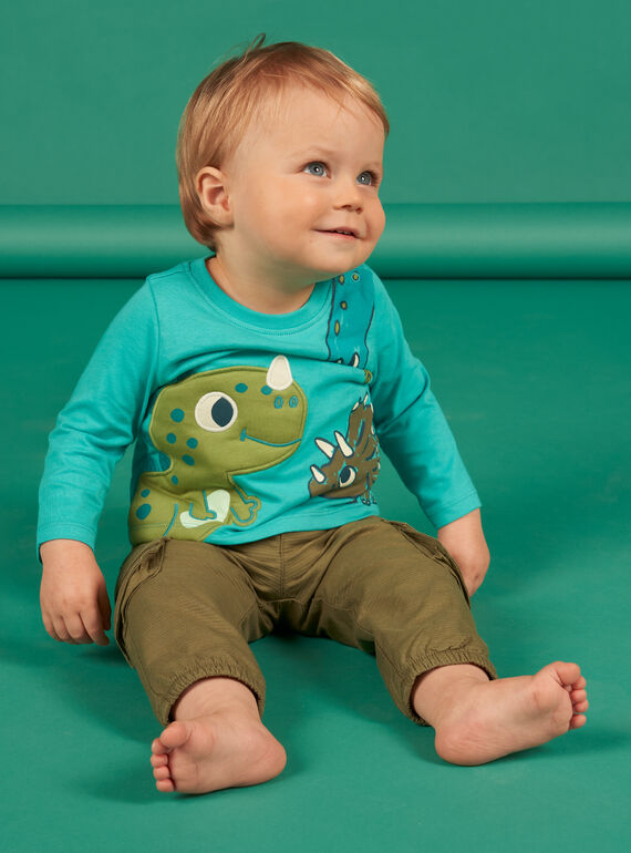 T-shirt azul-turquesa com padrão dinossauros bebé menino NUGATEE1 / 22SG10O1TML202