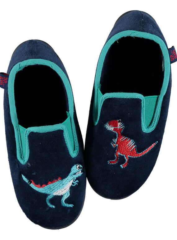 Chinelos veludo azul-marinho e dinossauros bordados criança menino GGSGDINO / 19WK36Z4D0B070