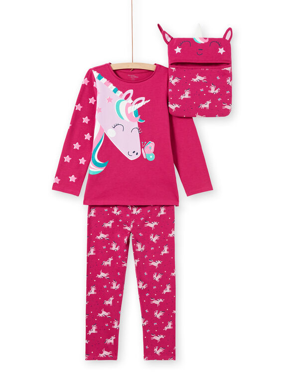 Conjunto pijama T-shirt e calças rosa escuro menina MEFAPYJLIC / 21WH1173PYGD312