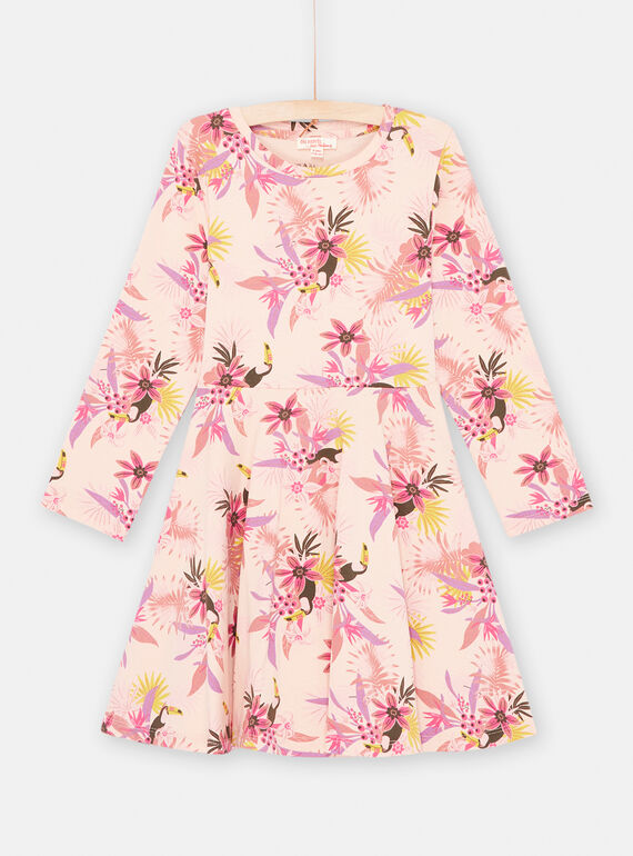 Vestido rosa com estampado tropical menina SAJOROB3 / 23W901G1ROBD322