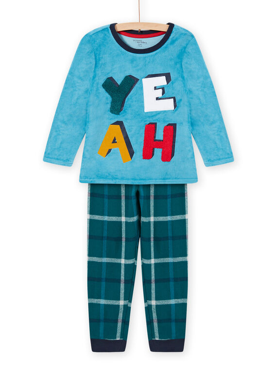 Conjunto de pijama azul safira com padrão YEAH menino MEGOPYJYEAH / 21WH1296PYJC211