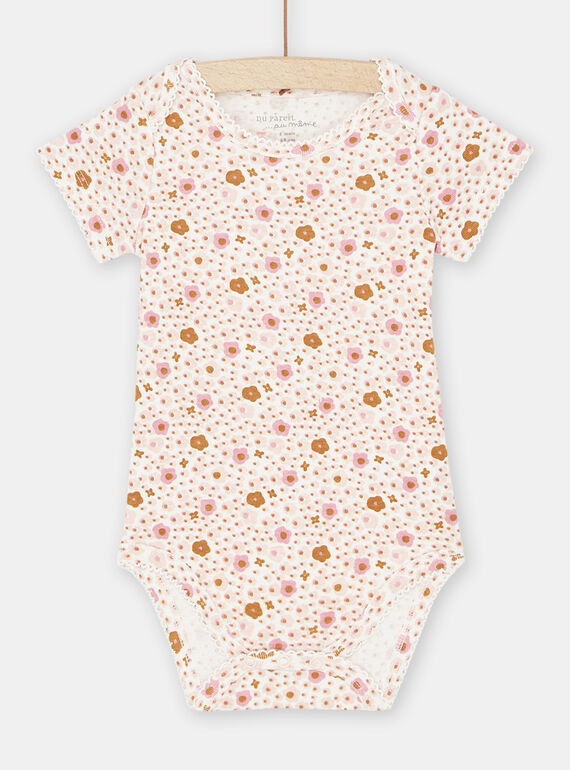 Body cru e rosa com estampado florido bebé menina SEFIBODLIB / 23WH1366BDL001