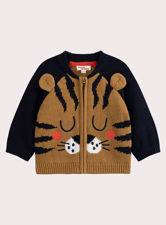 Casaco de malha tricotado com animação de tigre para bebé menino VUKOGIL / 24WG1031GILB101