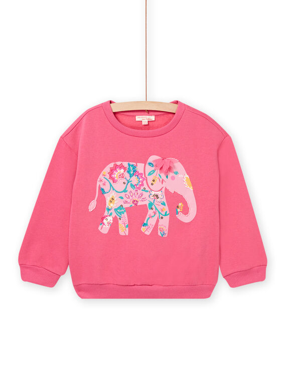 Sweat forrada rosa com padrão elefante menina NAGASWEA / 22S901O1SWE313