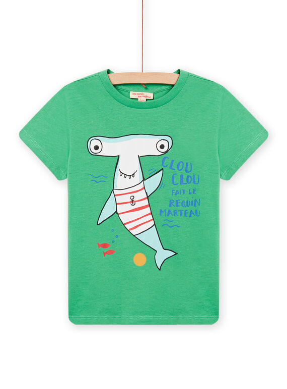 T-shirt verde com padrão tubarão-martelo menino NOJOTI7 / 22S902C3TMC617