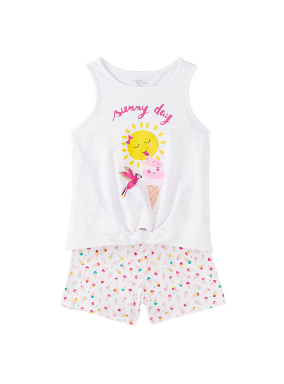 Pijama curto criança menina branco com estampado JEFAPYJ6 / 20SH11U7PYJ000