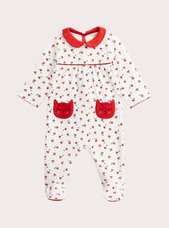 Macacão de veludo com estampa floral para menina  VEFIGRECHA / 24WH1373GRE001