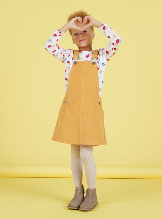Vestido jardineiras mostarda menina MAMIXROB4 / 21W901J4ROBB106